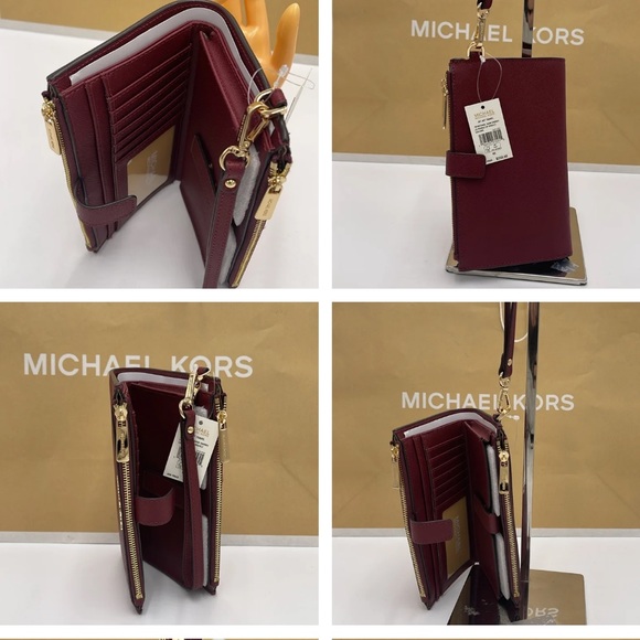 Jet Set Travel LG Double Zip Wristlet Wallet Leather Merlot - Picture 14 of 14